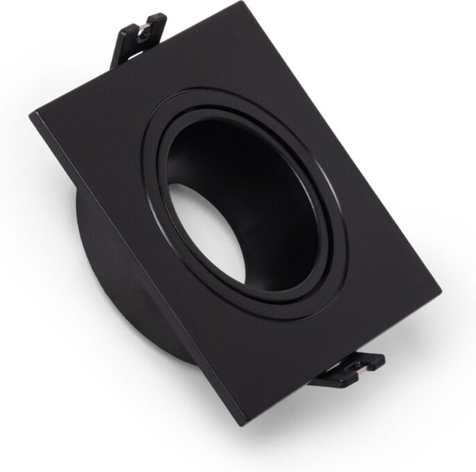 Ledkia - Downlight-Ring Eckig Kippbar aus für LED-Birnen GU10 / GU5.3 Schnitt ø 75 mm Schwarz