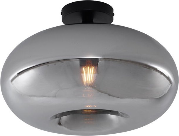 Art-Deco-Deckenleuchte schwarz mit Rauchglas 40cm - Busa