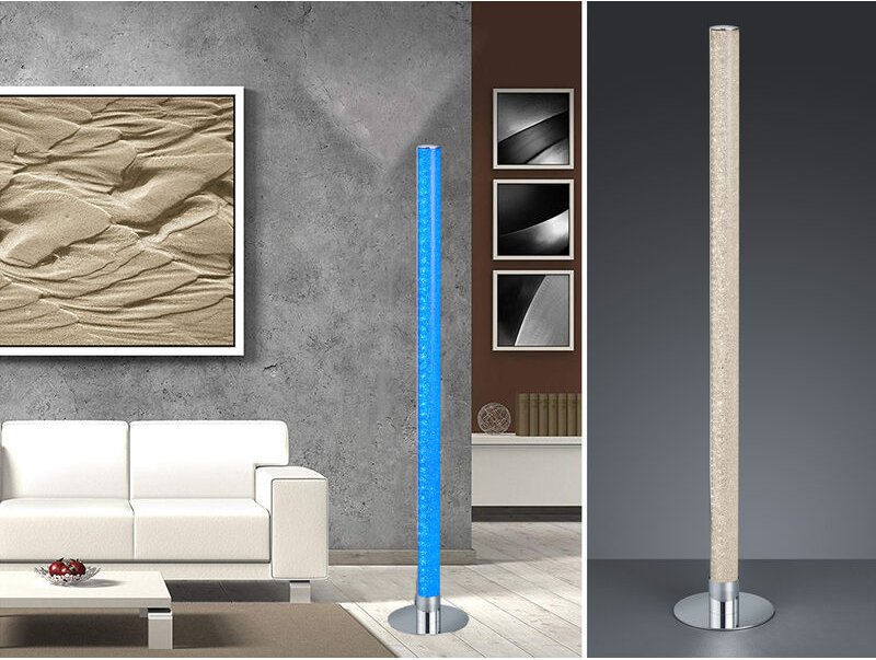 Reality Leuchten - led Stehleuchte leia Chrom dimmbar Fernbedienung, Farbwechsel 104cm hoch