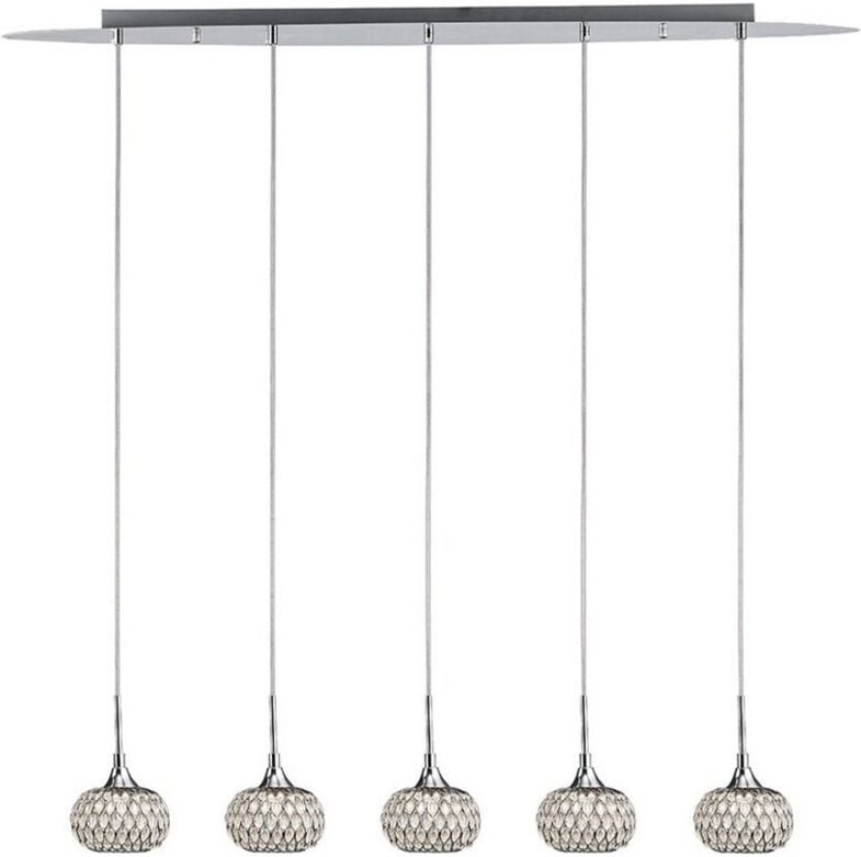 Inspired Diyas - Chelsie - Deckenanhänger 5 Light Line Poliertes Chrom, Klarglas