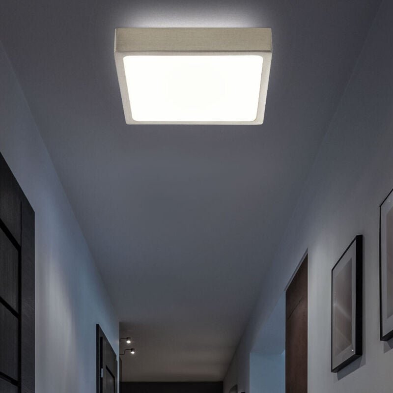 LED Decken Leuchte Aluminium Druckguss Lampe Nickel Matt Dimmbar Beleuchtung