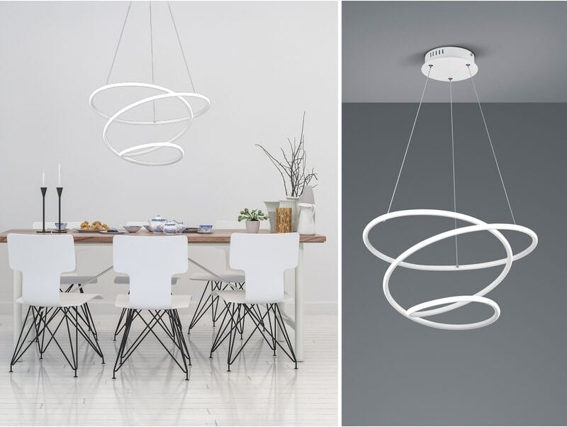 Reality Leuchten - led Pendelleuchte bologna Metall Weiß matt 3 Stufen Dimmer, ø 50cm