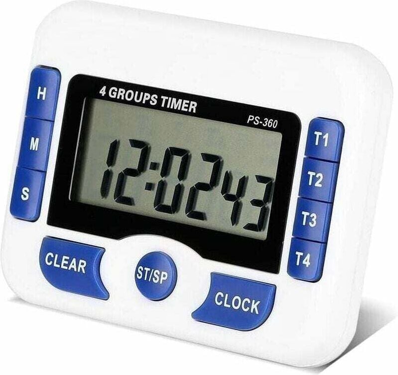 Multifunktions-Countdown-Timer mit 4 Kanälen, einstellbarer digitaler Kochtimer, magnetischer Labor-Meeting-Timer mit We...
