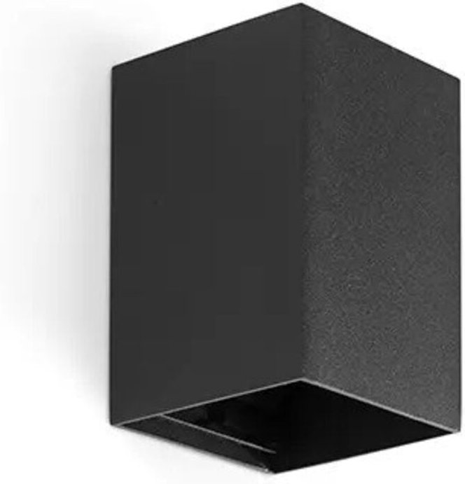 Faro Barcelona - lune quadratische glatte schwarze Wandleuchte mit Schalter 40531