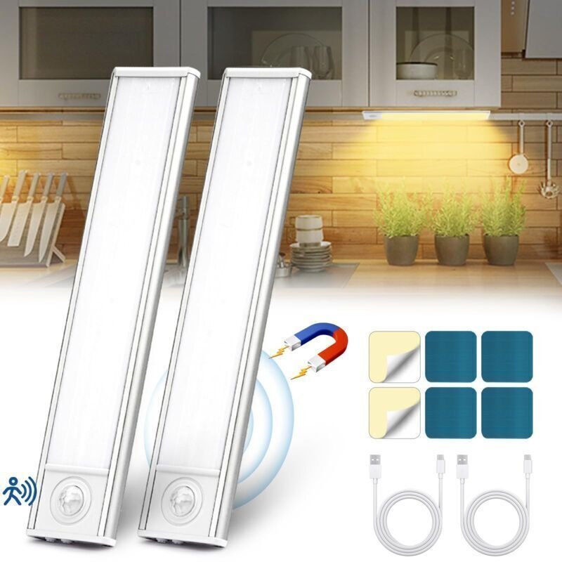 LED-Küchenleuchte, kabellose, per USB wiederaufladbare Schrankleuchte, 6000K LED-Unterbauleuchte für die Küche, magnetis...