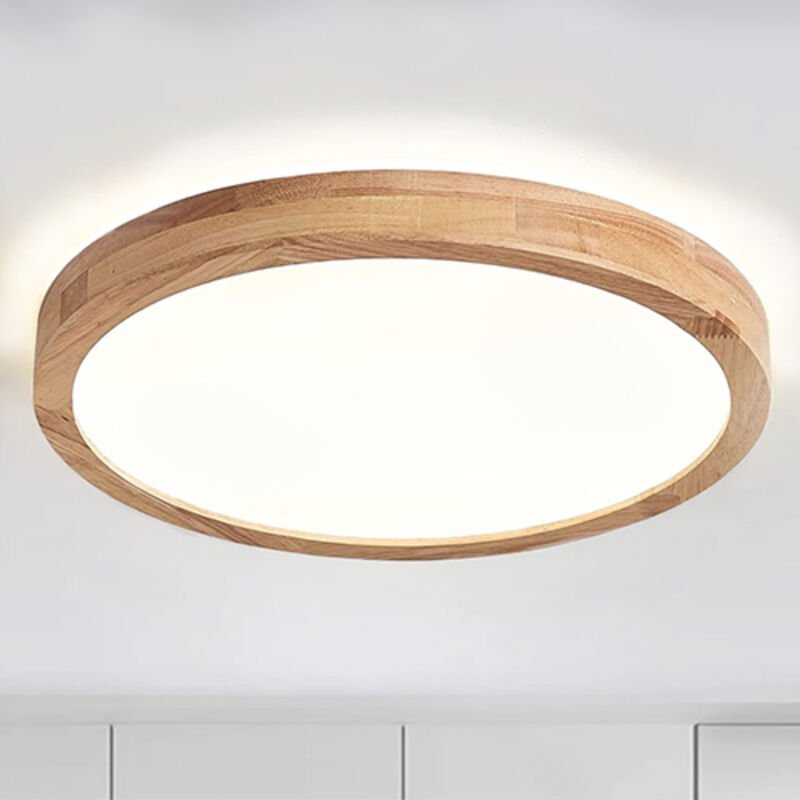 LED Deckenleuchte Holz, 40CM Rund Deckenlampe 24W 6000K - Weißlicht für Schlafzimmer, Büro, Küche, Esszimmer, Flur, Wohn...