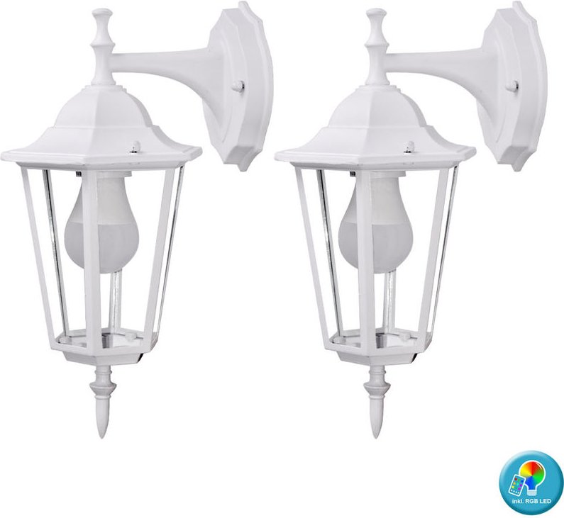 2er Set Wand Leuchten Beleuchtungen Glas Lampen Fernbedienung im Set inklusive rgb led Leuchtmittel