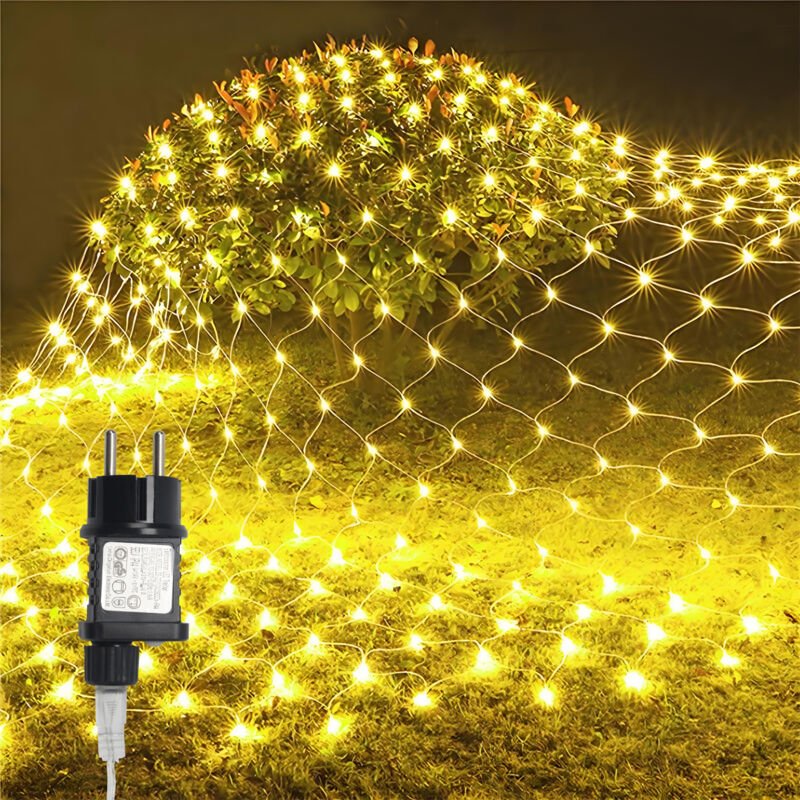 TolleTour LED Lichternetz Lichterkette Weihnachtsbeleuchtung Lichtervorhang Innen Außen Deko 8 Modi IP44 3x2M Warmweiß