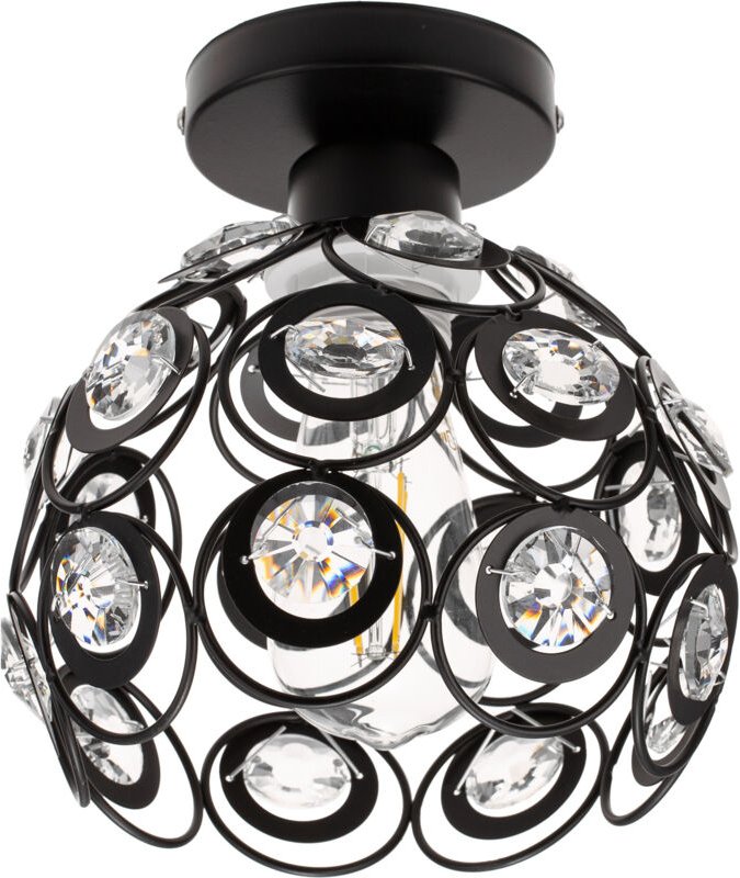 Deckenlampe Kristallkugel Moderne Luxus Schwarze Metallmasche Einzelstück E27