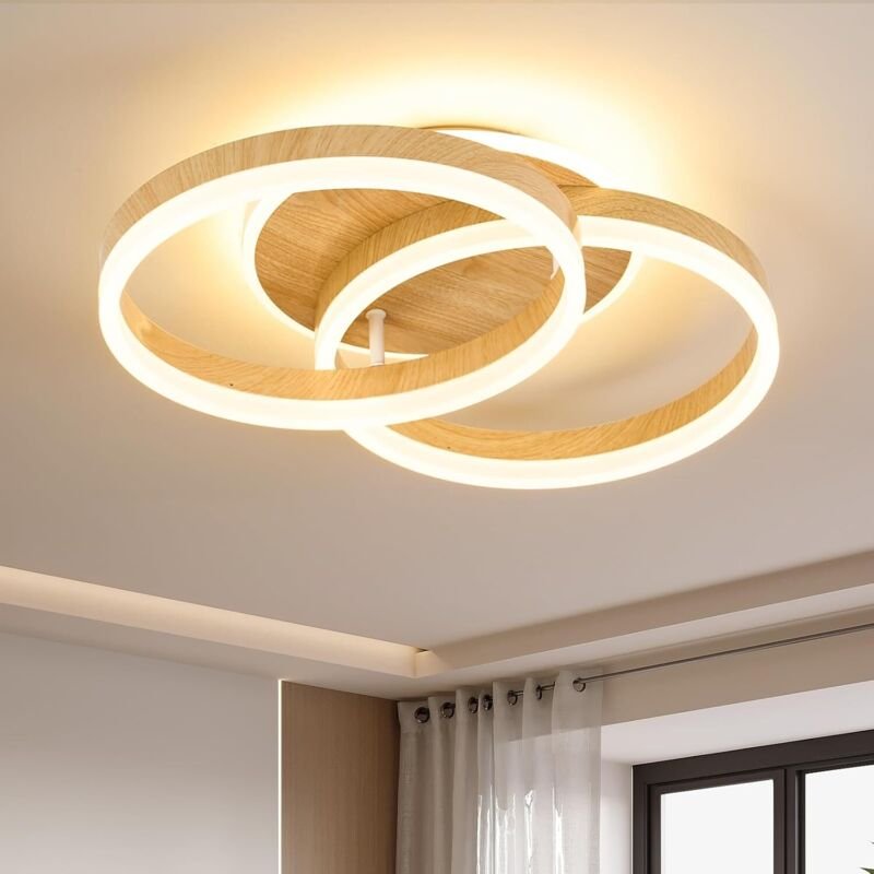 Amdelne LED Ceiling Light Living Room 50 cm 2-Ring Design, 36 W Modern Ceiling Light with Remote Control, Dimmable, Made...