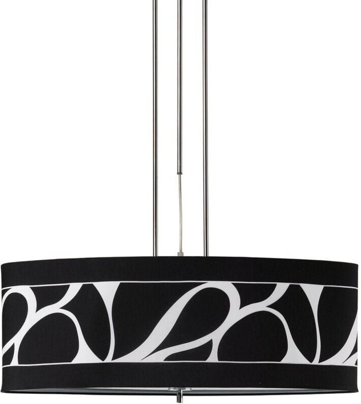 Inspired Mantra Manhattan Lineare Pendelleuchte mit 2 Leuchten L1, SGU10, poliertes Chrom, Milchglas mit schwarz gemuste...