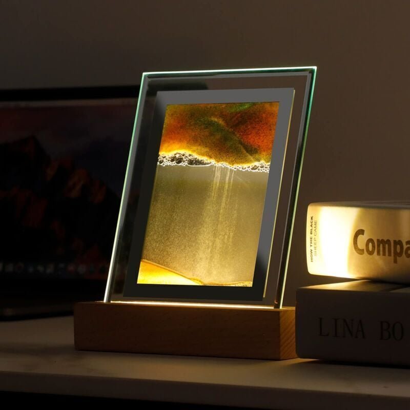 Thumbnail - Odipie - Beweglicher Sand-Kunstmalerei-Nachtlicht, dynamische 3D-Sandlandschaft, bewegliches Sandbild mit LED-Quadratgla...