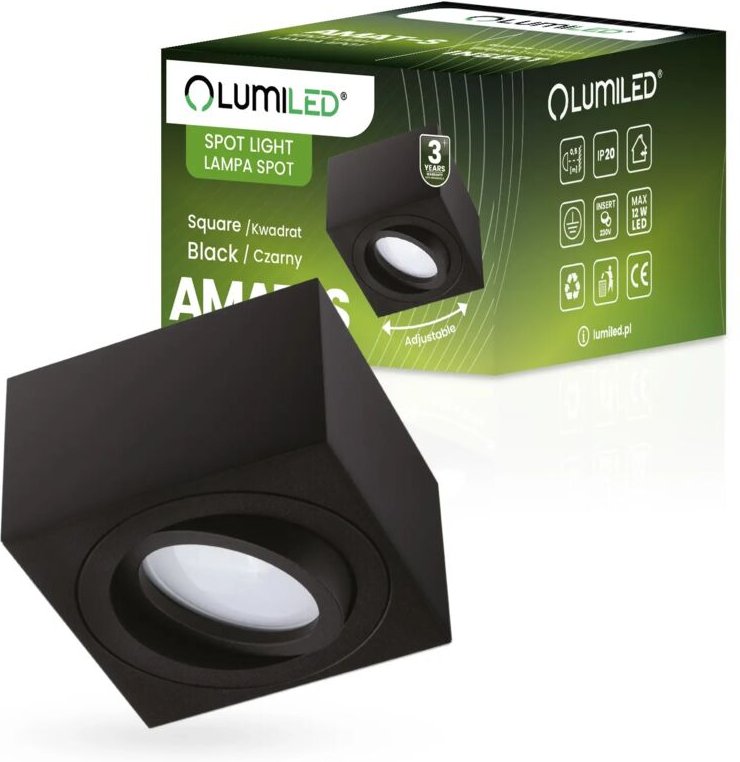 HALOGEN-Aufbaustrahler Tube Beweglich Quadratisch Schwarz 50mm