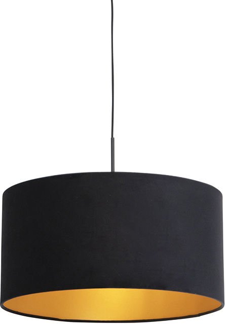 Hängelampe mit Veloursschirm schwarz mit Gold 50 cm - Combi