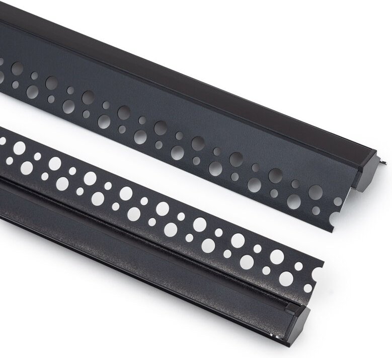 Aluminiumprofil Gipseinbau Ecke Arista für led Streifen bis 9 mm mit durchgehender Abdeckung Schwarz 6 m Schwarz translu...