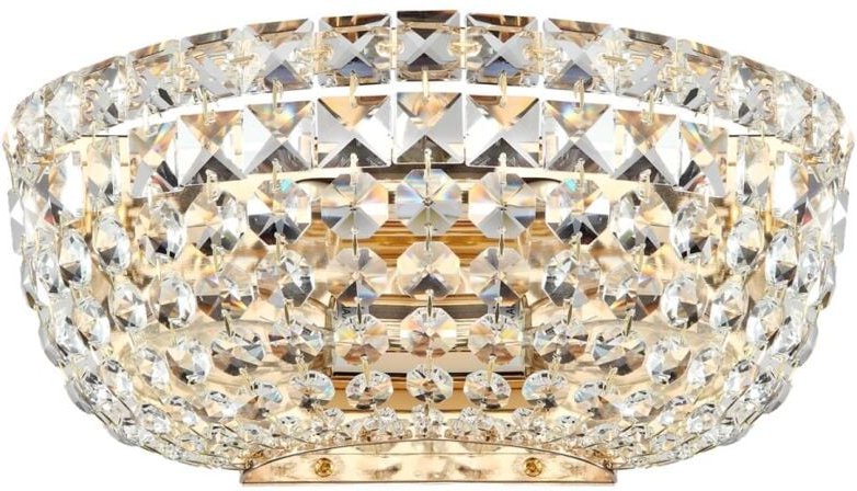 Wandleuchte Metall E14 b: 25,5 cm Kristall in Gold 2-flammig Klassisch