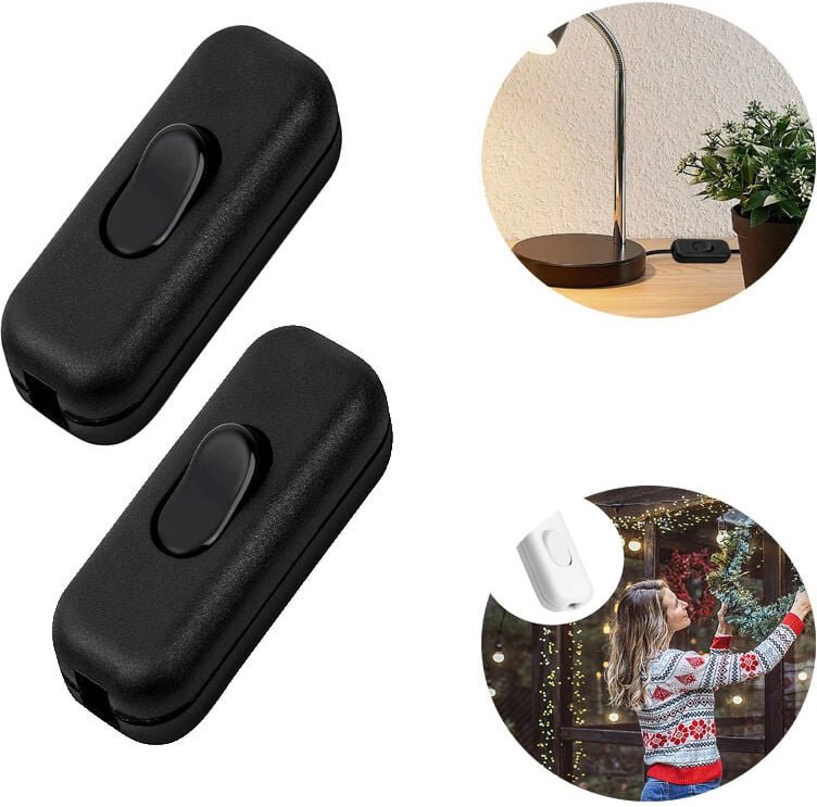 Bluedeer - 2Pcs Schnurschalter 2 polig Zwischenschalter Netzschalter Schnurschalter Lampenschalter Kabelschalter Lampena...