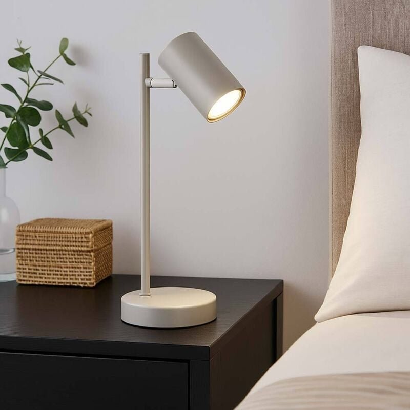 Tischleuchte schwenkbar Nachttischlampe sandfarben Schreibtischleuchte Spot Modern, Metall, GU10 Fassung, LxBxH 13,2x12x...