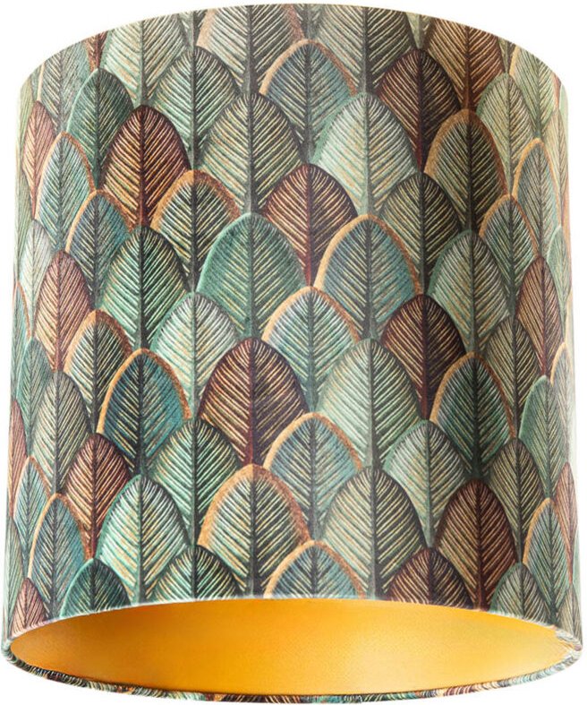 Samtlampenschirm mit Blattdesign und goldener Innenseite 40/40/40