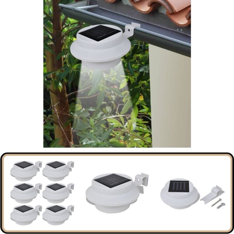 Vidaxl - 6x Außenlampe Sonnenlichtset Zaunlicht Dachrinne-Licht weiß - led Solarleuchte - Gartenbeleuchtung - Außenschei...