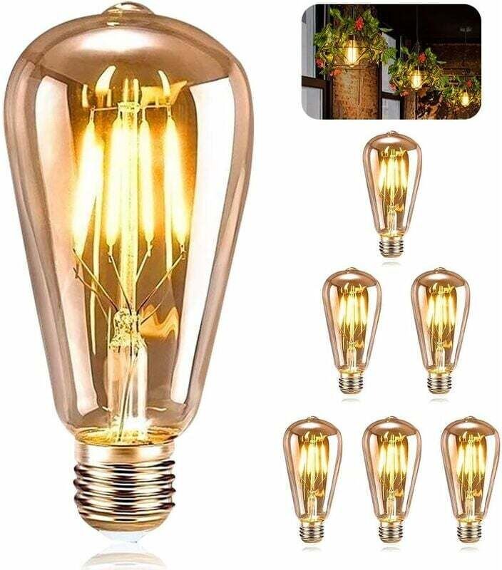 Vintage E27 Glühbirnen, 6 LED Edison E27 ST64 Retro-Dekorationsleuchten, Antik-Stil 4W warmgelbe Glühlampen für Restaura...