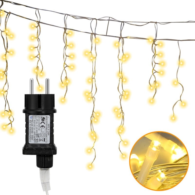 Thumbnail - Swanew 15M led Eisregen Lichterkette Außen Innen Warmweiß Lichtervorhang 600 LEDs Eiszapfen Weihnachtsbeleuchtung 8 Modi...