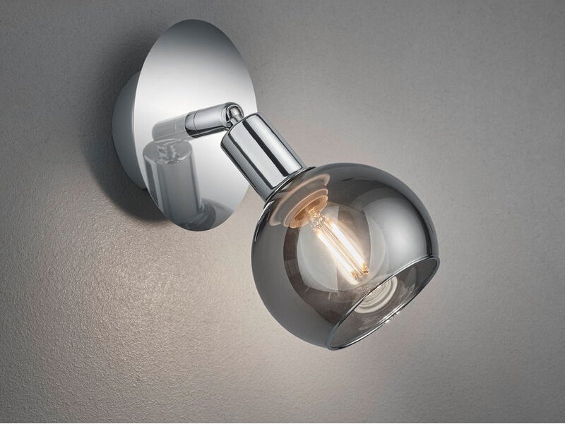 Wandstrahler brest 1-flammig Chrom mit Rauchglas, Breite 9cm