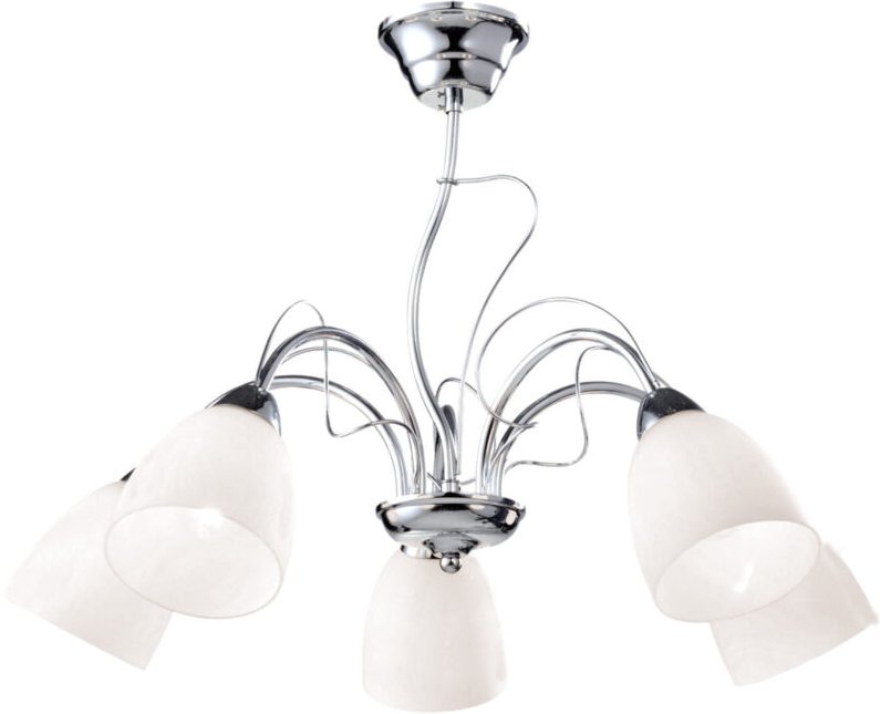 Kronleuchter Chrom Milchschirme E27 Kaja ARON K-JSL6218/5CHR