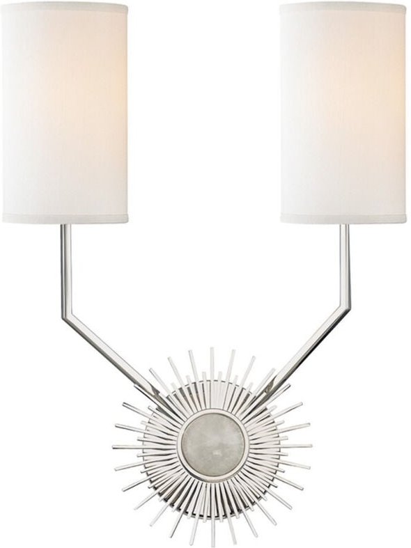 Borland 2-Licht-Wandleuchte Nickel poliert, Seide