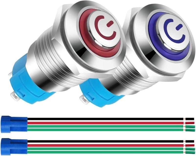 stücke 12mm 12V 2 Position Edelstahl Selbst-verriegelung Push Button Schalter