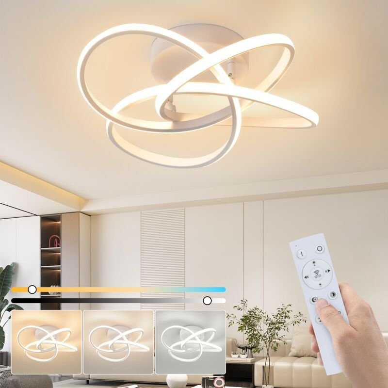 GBLY Deckenleuchte LED Deckenlampe Schlafzimmer - 46W Schlafzimmerlampe Dimmbar mit Fernbedienung Modern Vierblättrige B...