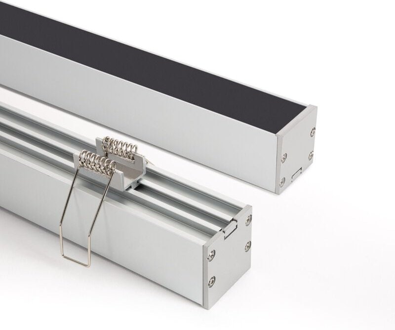 Aluminiumprofil Aufbau mit eingebauter Befestigung durch Clips für LED Streifen bis 24 mm mit durchgehender Abdeckung Al...