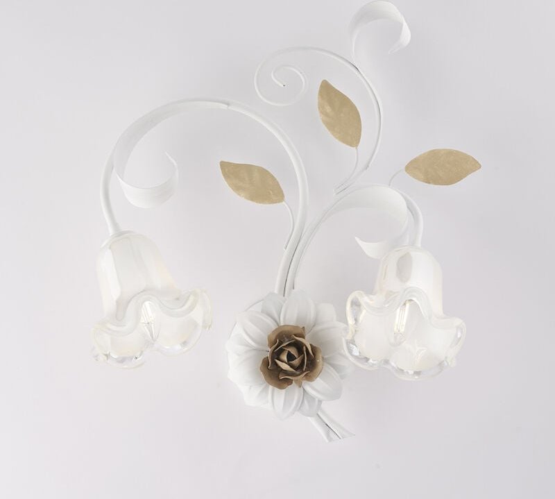 Bonetti Illumina - Cesto – Wandleuchte aus weiß lackiertem Eisen im Shabby-Look, 2 Lichter .42 – P.20 – BL274-AP2-BCO