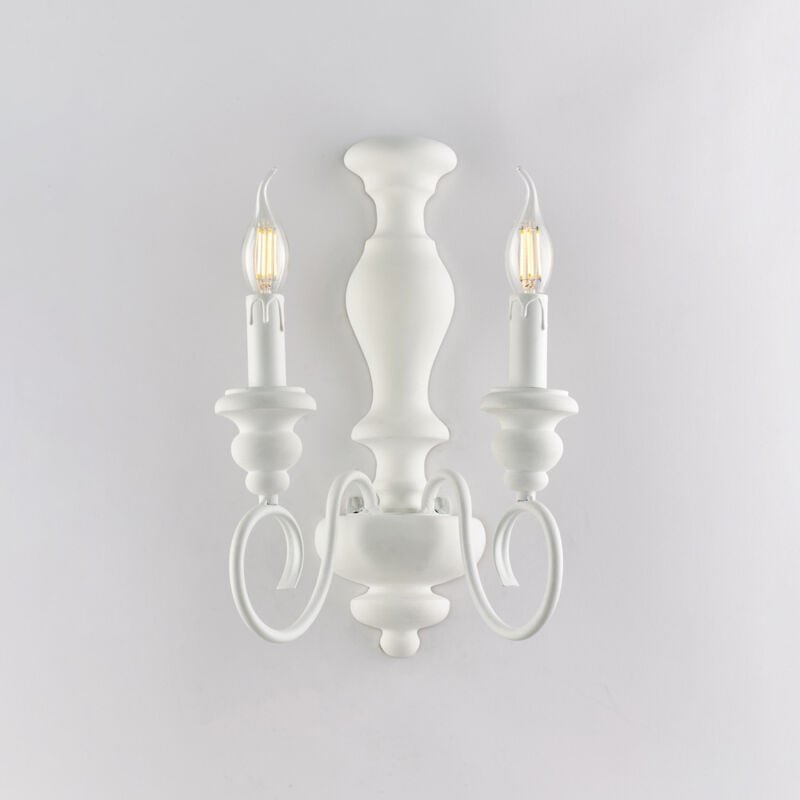 Bonetti Illumina - Cascina – Wandleuchte aus Holz und weiß lackiertem Eisen im Shabby-Look, 2 Lichter .25 – P.18 – BL265...