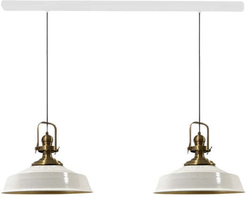 Thumbnail - Industrielle Doppel-Pendelleuchte aus Handbemaltem Weiß Metall – Vintage-Kronleuchter E27 Ø41 cm für Wohnzimmer, Schlafz...