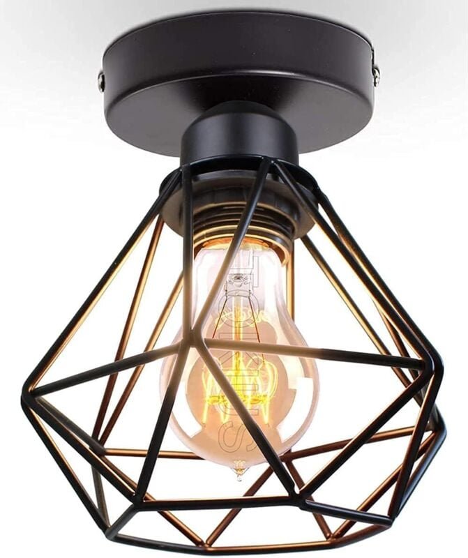 Vintage Industrielle Deckenleuchte E27 Retro Kronleuchter Pendelleuchte Design Metallkäfig Ø160mm Deckenbeleuchtung Für ...