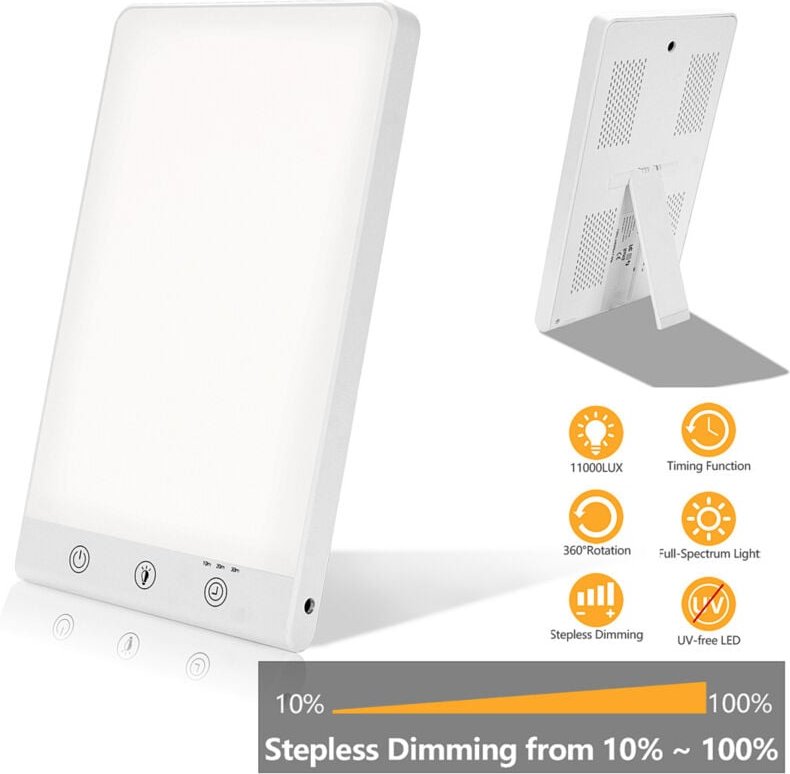 Wolketon Tageslichtlampe 11000 Lux 16w Dimmbare LED . Timer und Speicherfunktion. Lichttpielampe gegen Depressionen