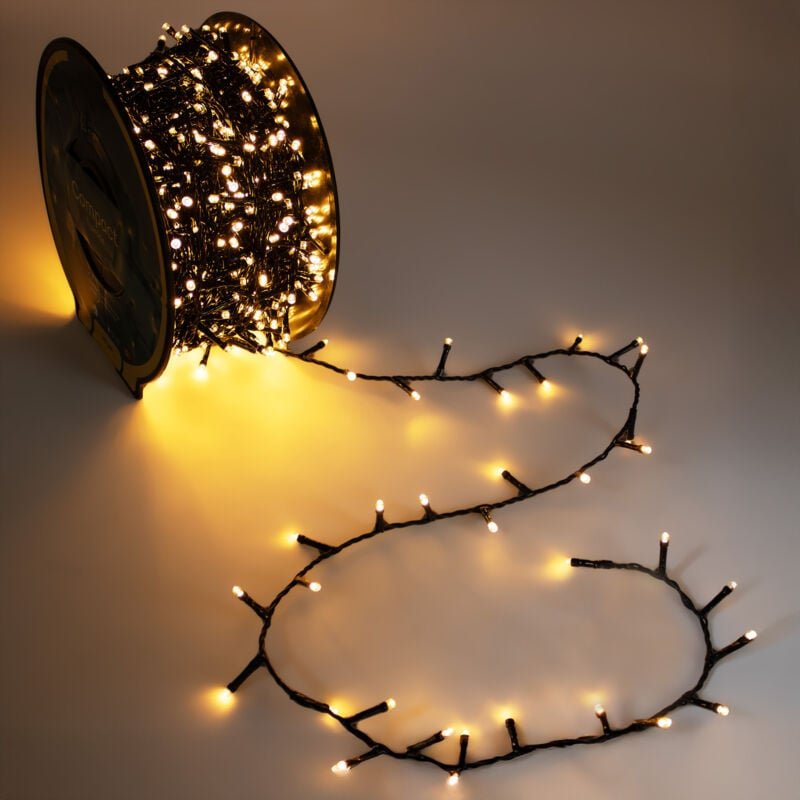 Außen Lichterkette auf Trommel soft gold 15 m mit Stecker - 500 LED - Weihnachtslichterkette mit Dual Timer und 8 Funkti...