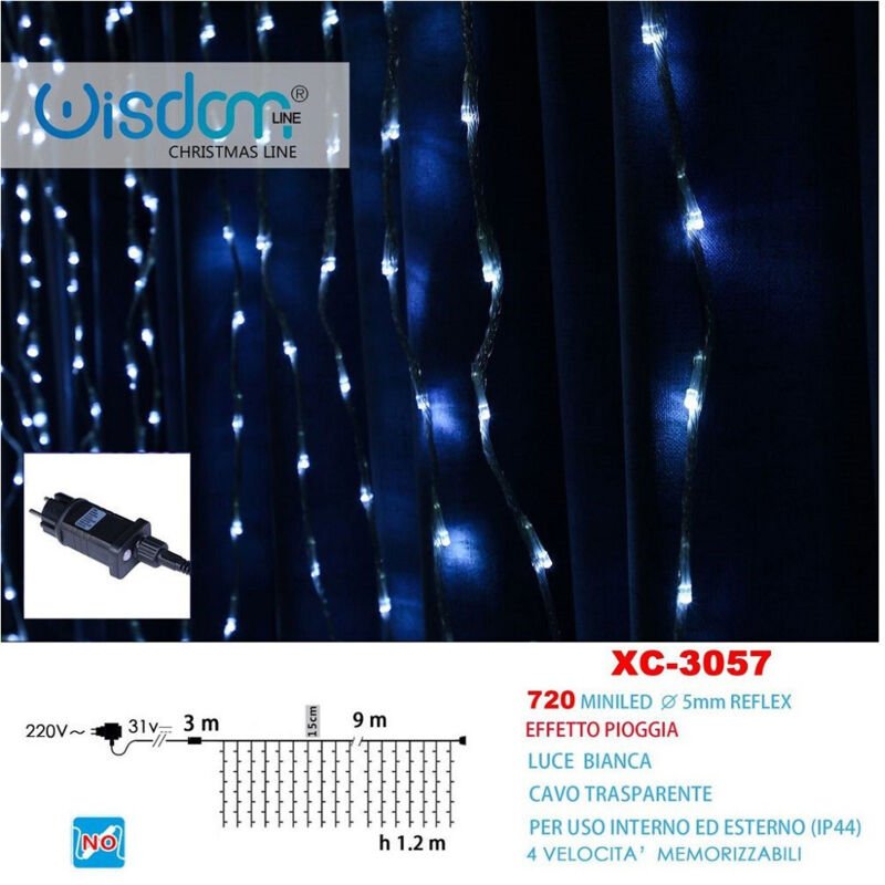 Thumbnail - Trade Shop Traesio - Trade Shop - weihnachtslichtvorhang 720 mini led regeneffekt weisses licht IP44 XC-3057 -