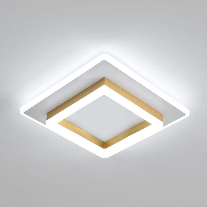 GOECO Moderne quadratische LED-Deckenleuchte – Platinfarbene Zweifarbkombination – 30 W – Kaltweißes Licht (6500 K) – Ha...