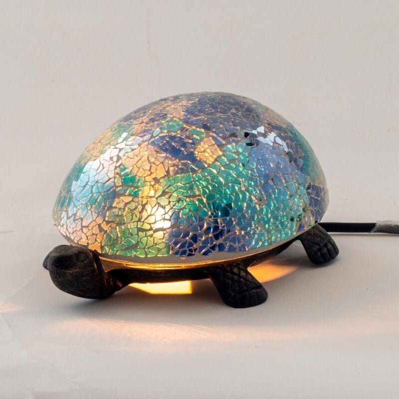 Mosaik-Schildkrötenlampe aus Glas und Metall für die Inneneinrichtung