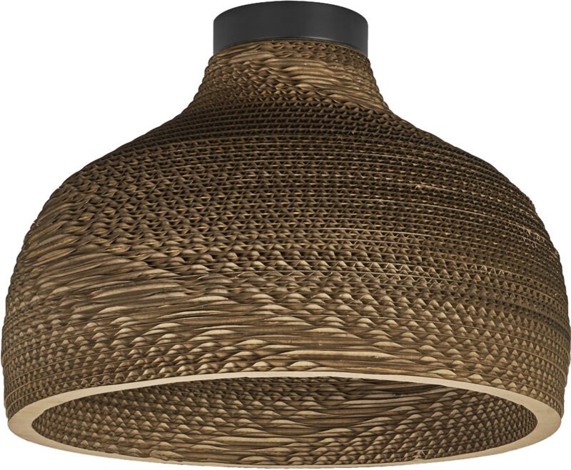 Deckenleuchte Decor Cardboard Hat braun aus Wellpappe, leicht, E27, 360 mm Durchmesser, Leuchtenschirm aus recyceltem Ma...