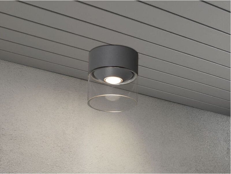 Thumbnail - Kleine LED Außendeckenleuchte VARESE Anthrazit mit Glas Ø 11cm