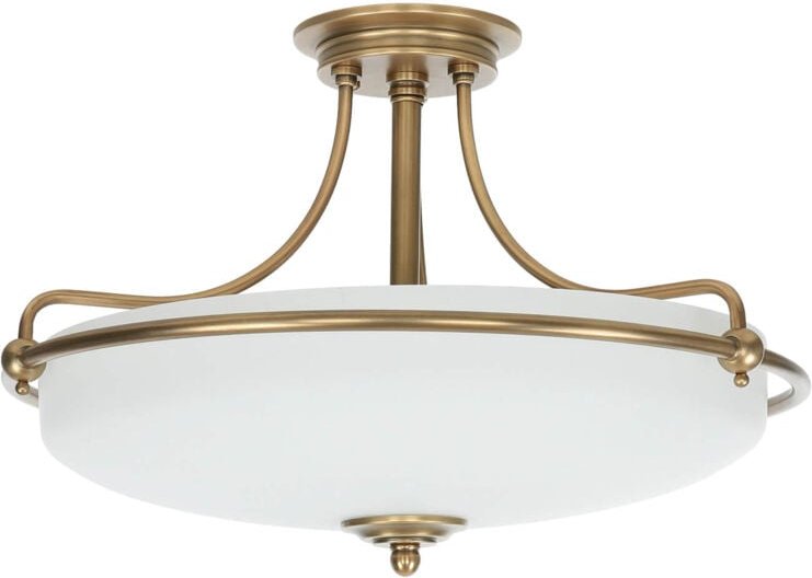 Licht-erlebnisse - Deckenlampe Creme Messing E27 Glas Metall Jugendstil Deckenleuchte