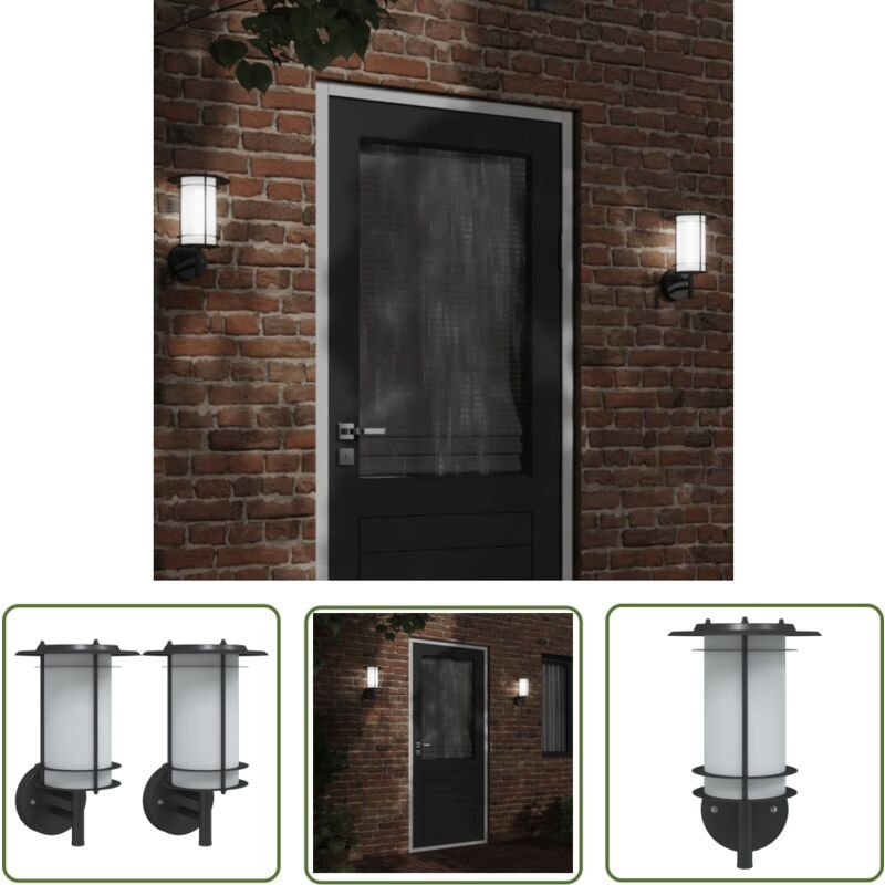 Außenwandleuchten 2 Stk. Schwarz Edelstahl - Außenwandleuchte - led Wandleuchte - Gartenleuchte - Edelstahl Leuchte - IP...