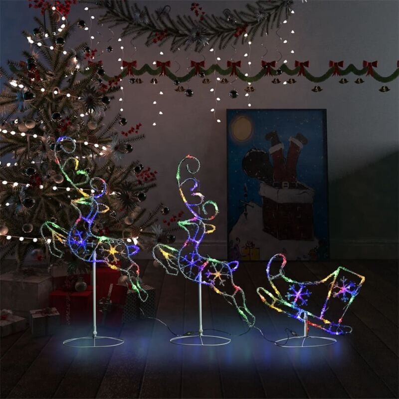 Weihnachtsdeko LED Rentiere & Schlitten,Weihnachtshirsch Beleuchtet,Weihnachtsbeleuchtung für Außen und Innen Acryl 260x...