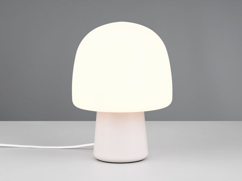 Kleine Tischleuchte steen mit Glasschirm & Metallfuß Hellgrau, Höhe 27cm