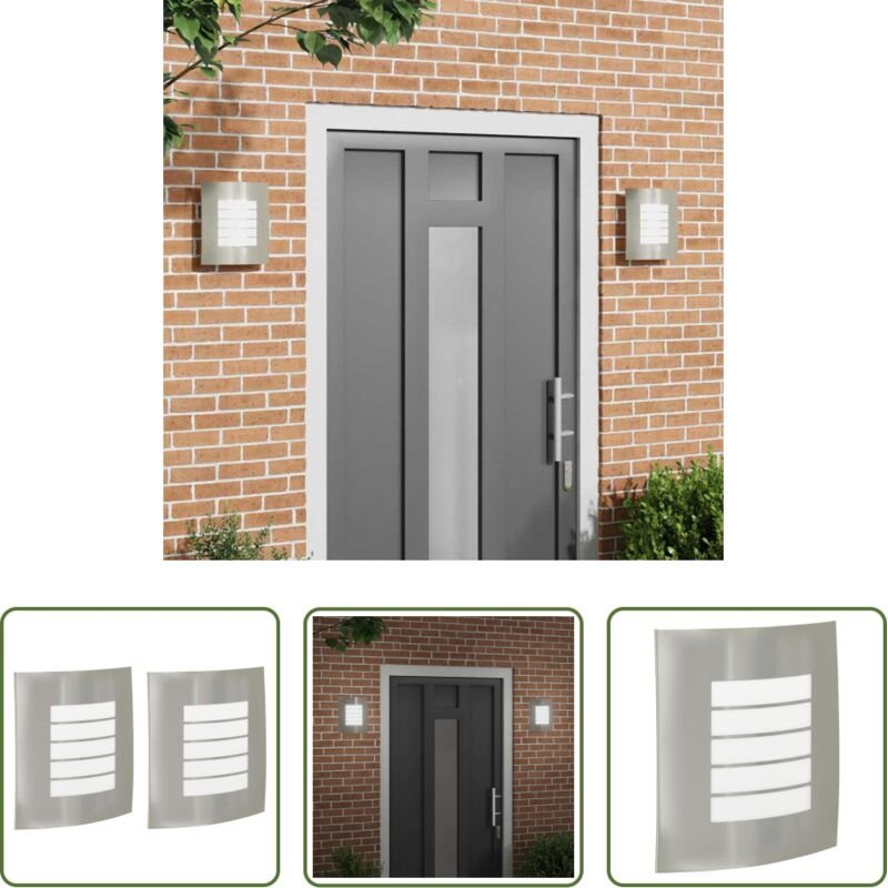 vidaXL Terrassenbeleuchtung - Außenwandleuchte 2 pcs Silber 23,5 x 9 x 26 cm