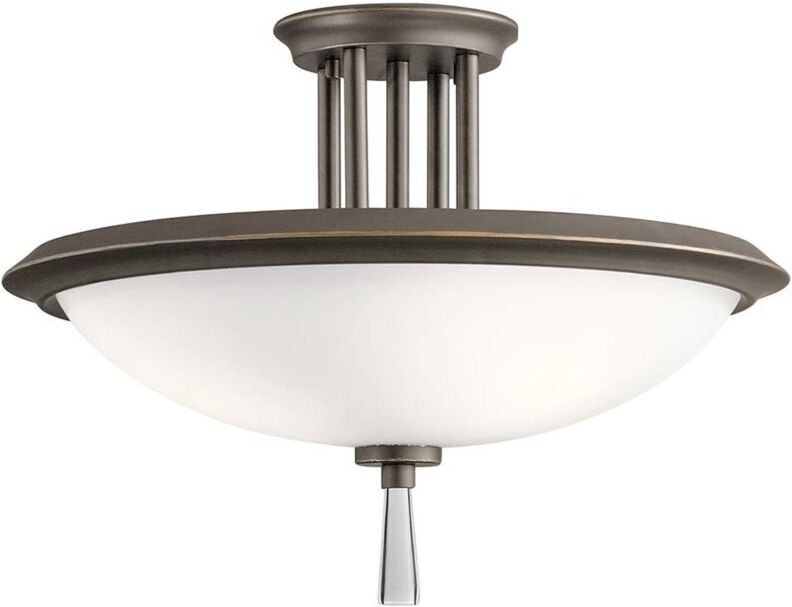 Elstead - Deckenleuchte Wohnzimmerlampe Lampe Stahl Glas Bronze 3 Flammig Kristallakzent