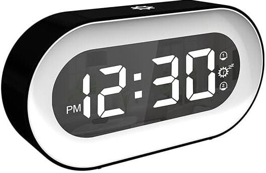 Digitaler Wecker, einstellbares Licht und Lautstärke, Nachttischuhr mit zwei Alarmen, Schlummer- und automatischer Absch...